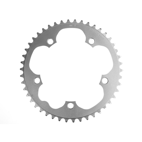 ROAD CHAINRING, STANDARD TYPE S - 5083 SILVER, 9/10 speed, 130 BCD Outer.46T, 5 arms, A Quality Stronglight product, CHAINRING - 267016 (Does NOT have