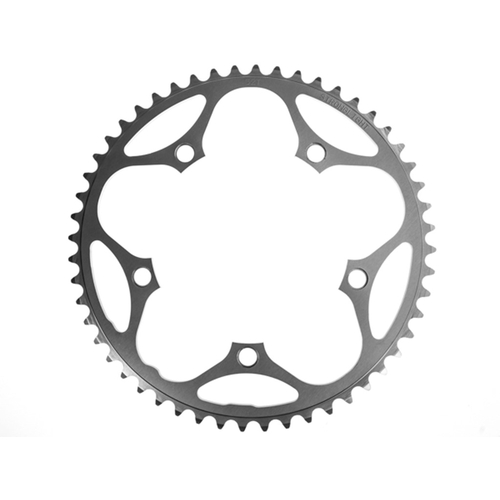 ROAD CHAINRING, STANDARD TYPE S - 5083 SILVER, 9/10 speed, 130 BCD Outer.52T, 5 arms, A Quality Stronglight product, CHAINRING - 267028 (Does NOT have