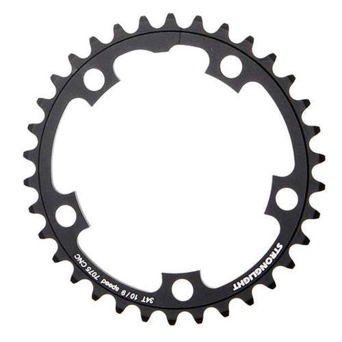 CHAINRING - ROAD "STRONGLIGHT", 34T, 7075 CNC Black - 110mm BCD, 5 Hole for 9/10 Spd