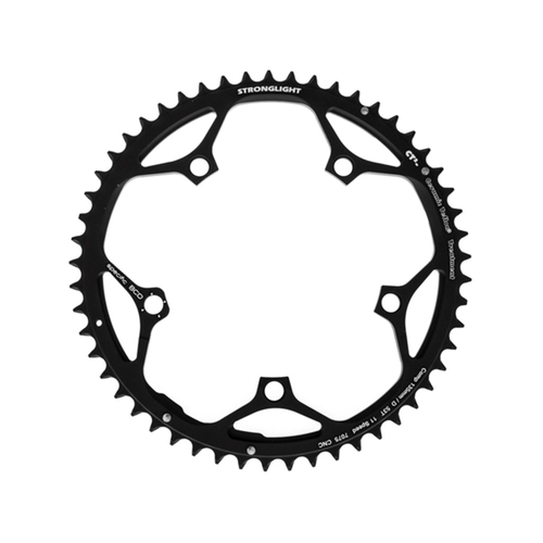 CHAINRING - ROAD "STRONGLIGHT", 53T, 7075 CNC Black CT2 campag 11spd - 135mm BCD, 5 Hole for 11 Spd