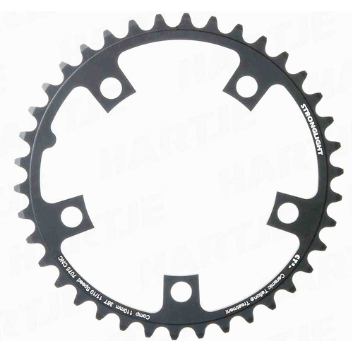 CHAINRING - ROAD "STRONGLIGHT", 38T, 7075 CNC Black CT2 - 110mm BCD, 5 Hole for 10/11 Spd