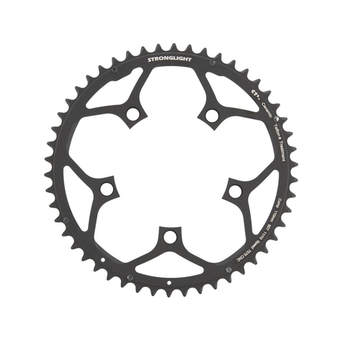 CHAINRING - ROAD "STRONGLIGHT", 50T, 7075 CNC Black CT2 - 110mm BCD, 5 Hole for 10/11 Spd
