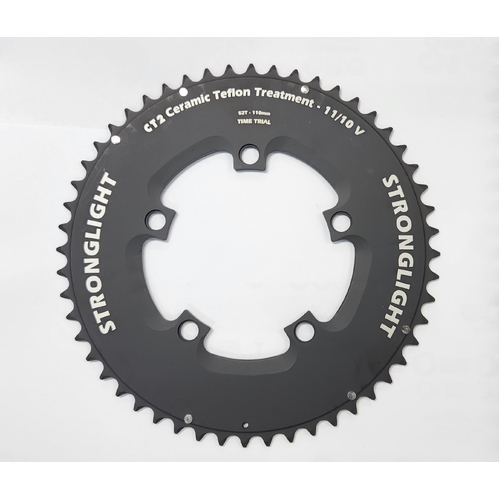 CHAINRING - STRONGLIGHT,   CLM - TIME TRIAL PLATEAU STANDARD  TYPE S / TT (CLM)  7075-T6  CT² (BLACK)  11/10 speed,  110BCD,  52T, 5 branches