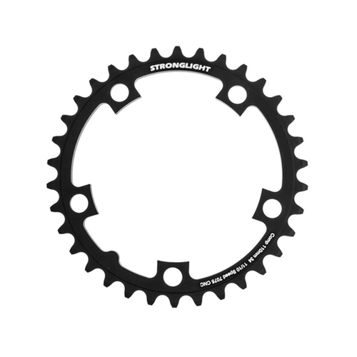CHAINRING - ROAD "STRONGLIGHT", 34T, 7075 CNC Black - 110mm BCD, 5 Hole for 10/11 Spd