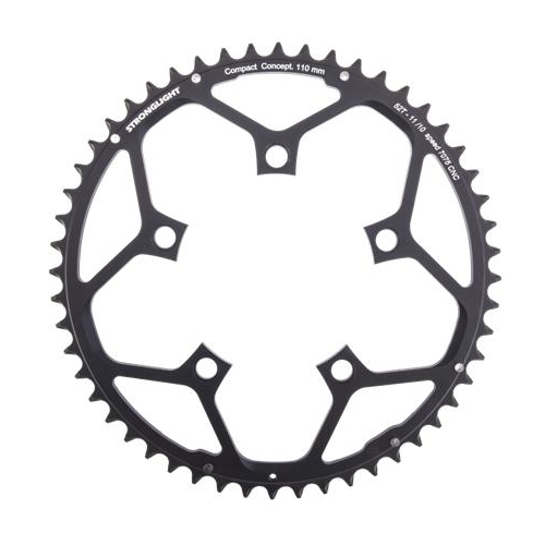 CHAINRING - ROAD "STRONGLIGHT", 52T, 7075 CNC Black - 110mm BCD, 5 Hole for 10/11 Spd