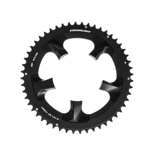 CHAINRING - ROAD "STRONGLIGHT", 52T, 7075 CNC Black CT2 - 110 BCD, 5 Hole for 10 Spd for Shimano Ultegra 6750