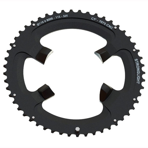CHAINRING - ROAD "STRONGLIGHT" 50T SHIMANO ULTEGRA - FC-R8000 - FC-R8050 comp.7075-T6CT² (black)11 Speed. 110 BCD. Outer.50 (34)4 arms, Quality Strong