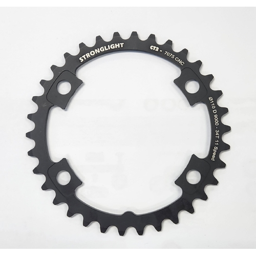CHAINRING - ROAD "STRONGLIGHT", 34T, 7075 CNC Black CT2 Shimano Di29000 - 110mm BCD, 4B Hole for 11 Spd