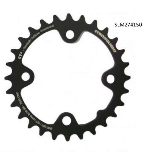 CHAINRING - MTB "STRONGLIGHT", 27T, 7075 CNC CT2 Black  SRAM XX - X7 - 80mm BCD, 4 Hole for 10 Spd (Compatible with Chainring Bolt SL350134)