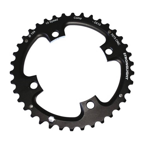 MTB CHAINRING, SHIMANO, 104/64 - 2X10, 7075-T6 BLACK, 2x10 speed, 104 BCD, Outer not threaded, 36T, 4 arms
