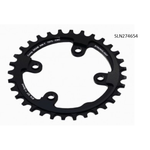 CHAINRING - MTB "STRONGLIGHT", 36T, 7075 CNC  Black  SRAM XX1 - 76mm BCD, 4 Hole for 11 Spd