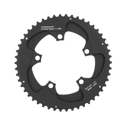 CHAINRING - ROAD "STRONGLIGHT", 53T, 7075 CNC Black CT2  SRAM Red - 110mm BCD, 5 Hole for 11 Spd