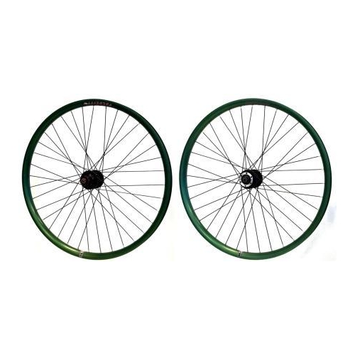 Wheel 26" Velocity Blunt-35  D/w Tubeless Ready Rim All Green  , Joytech 6 Bolt Disc Q/r Black Hub ,  Mach 1 Black Spokes , (SOLD As PAIR)