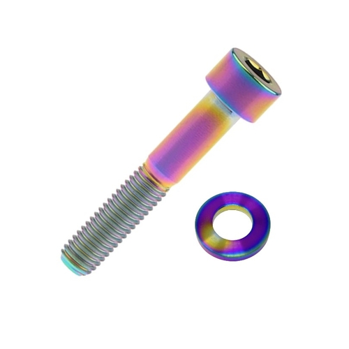 TITANIUM BOLT - M7 x 45mm, Rainbow, Gr 5 Bolt, w/washer, Standard Allen Key head (Sold Individually)