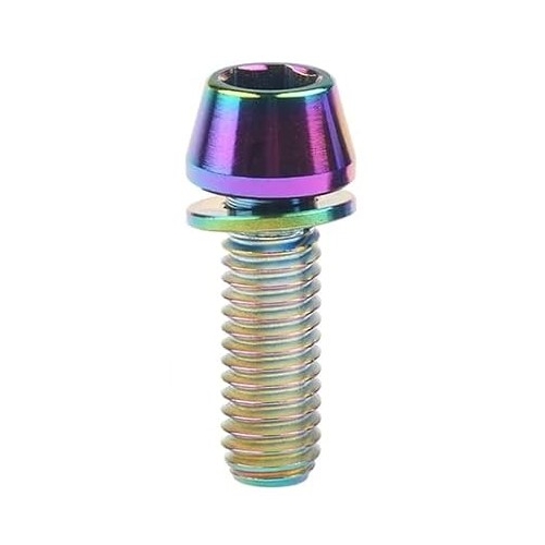 TITANIUM BOLT - M5 x 20mm, Rainbow, Gr 5 Bolt, w/washer, Tapered head (Sold Individually)