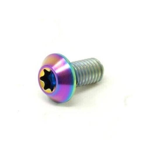 TITANIUM DISC BOLT - M5 x 12mm, T25 Torx, Rainbow, Gr 5 Bolt. (Sold Individually)