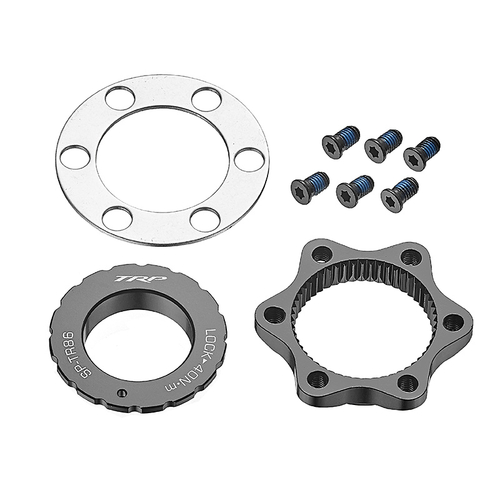 Disc rotor adaptor, 6 bolt type. disc rotor to center lock system hub by 15-20mm Thru axle, black.