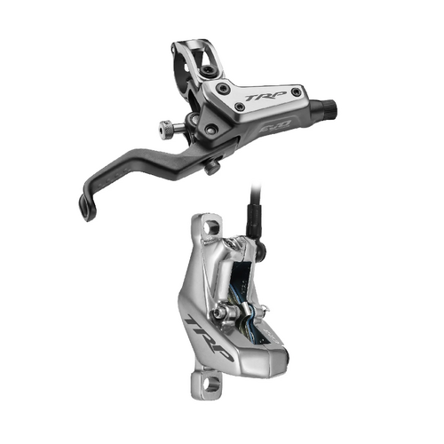 TRP DHR EVO PRO REAR, Disc brake set, rear, for left hand, alloy, hydraulic 4-piston. SILVER/GREY -  (Uses 2.3mm Rotor Only - Rotor not included)