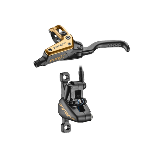 TRP DHR EVO X FRONT, Disc brake set, front, for right hand, alloy, hydraulic 2-piston. GOLD (Uses 1.8mm Rotor Only - Rotor not included)