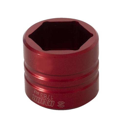 Unior Tool Flat Socket 26mm, anodized aluminium, for suspension service where the top nut has a very low profile. 629824 