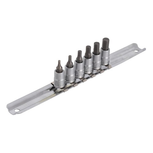 Unior Hex driver socket set with HX profile 1/4" on rail (2.5, 3, 4, 5, 6, 7mm) 629697 
