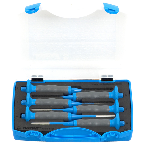 Unior Set of pin punches with handle in plastic box 620066