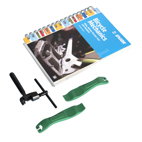 Unior Bicycle Mechanics Book Set PLUS bike tools 629395   Set of two tire levers + chain tool