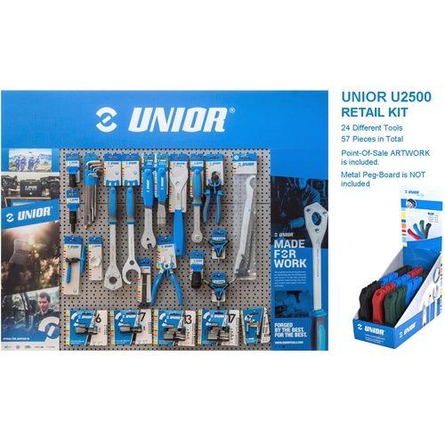 Unior RETAIL PACK of best selling 24 different tools (56 tools in total + 27 sets tyre levers) at BULK BUY SPECIAL PRICE 629098