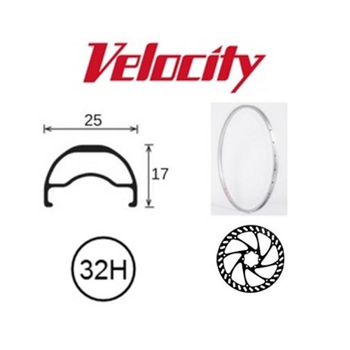 VELOCITY RIM - Blunt SL 26"" (559) 32h Silver, Disc Speciific  OD 25 x 17mm