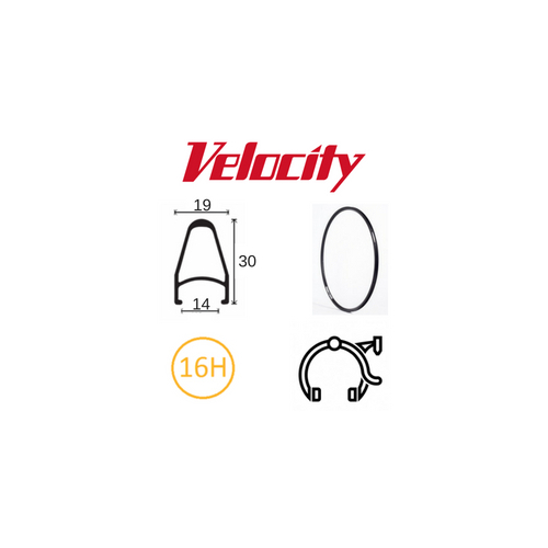 VELOCITY RIM - Deep V 700C 16H black ano MSW