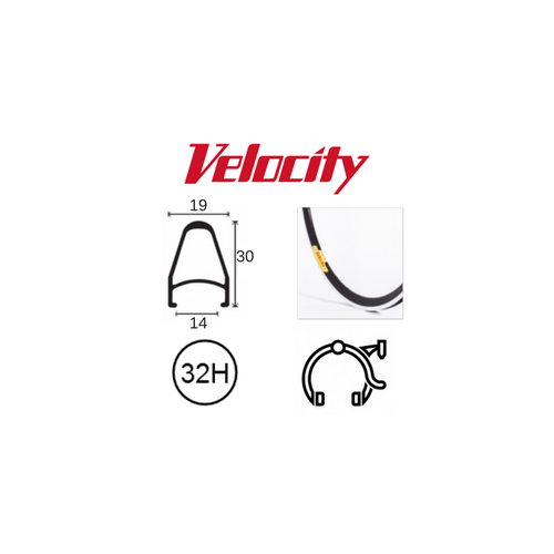 RIM 700c x 14mm - VELOCITY DEEP V - 32H - (622 x 14) - Presta Valve - Rim Brake - D/W - BLACK - MSW