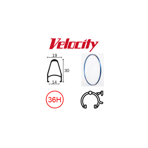 RIM 700c x 14mm - VELOCITY DEEP V - 36H - (622 x 14) - Presta Valve - Rim Brake - D/W - TEAL (Powder Coated) - MSW