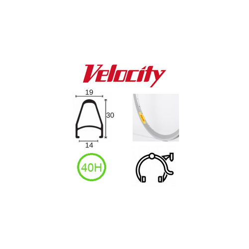 RIM 700c x 14mm - VELOCITY DEEP V - 40H - (622 x 14) - Presta Valve - Rim Brake - D/W - SILVER (Anodised) - MSW