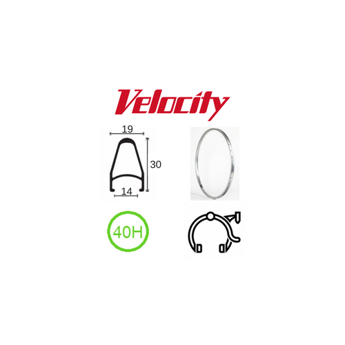 VELOCITY RIM - Deep V 700C 40H Silver ANO NON