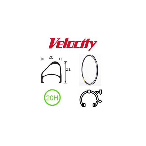 RIM 16 x 1 3/8" x 14mm - VELOCITY AEROHEAD  - 20H - (349 x 14) - Presta Valve - Rim Brake - D/W - BLACK - MSW -