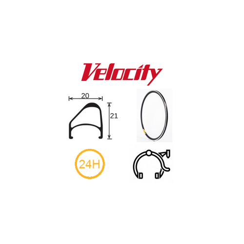 RIM 16 x 1 3/8" x 14mm - VELOCITY AEROHEAD OC - 24H - (349 x 14) - Presta Valve - Rim Brake - D/W - BLACK - MSW - OCR