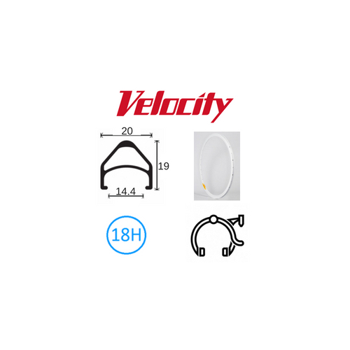 RIM 700c x 14mm - VELOCITY AEROHEAD - 18H - (622 x 14) - Presta Valve - Rim Brake - D/W - WHITE (Powder Coated) - MSW