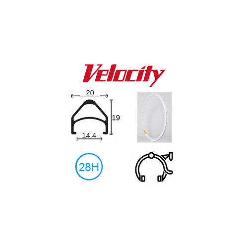 VELOCITY RIM - Aerohead 700C 28H White   PC MSW