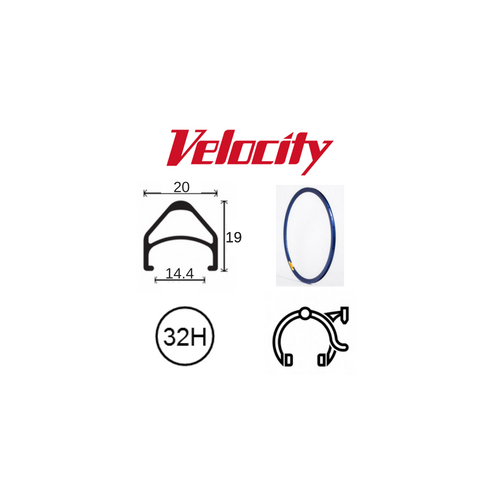 RIM 700c x 14mm - VELOCITY AEROHEAD - 32H - (622 x 14) - Presta Valve - Rim Brake - D/W - BLUE (Powder Coated) - MSW