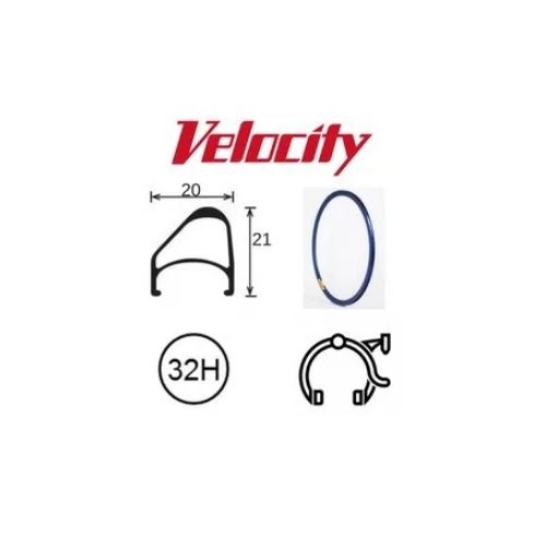 RIM 700c x 14mm - VELOCITY AEROHEAD OC - 32H - (622 x 14) - Presta Valve - Rim Brake - D/W - BLUE (Powder Coated) - MSW - OCR