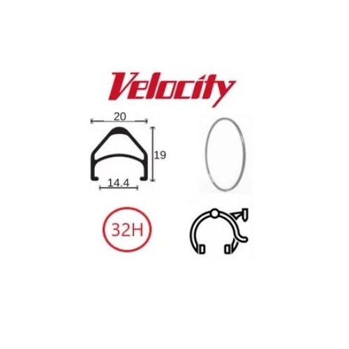 RIM 700c x 14mm - VELOCITY AEROHEAD - 32H - (622 x 14) - Presta Valve - Rim Brake - D/W - GREY (Anodised) - MSW