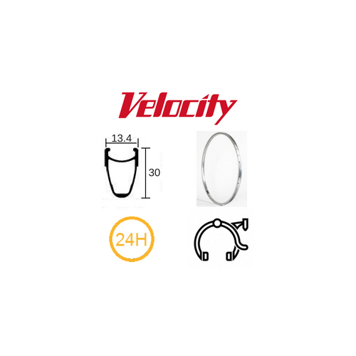RIM 700c x 13mm - VELOCITY ESCAPE - 24H - (622 x 13) - Presta Valve - Rim Brake - D/W - BRIGHT SILVER (Anodised) - MSW