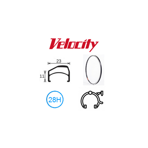 RIM 17 x 1 1/4" x 18mm - VELOCITY SYNERGY OC - 28H - (369 x 18) - Presta Valve - Rim Brake - D/W - BLACK (Anodised) - MSW - OCR