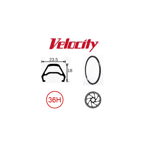 RIM 26" x 18mm - VELOCITY VRX DISK - 36H - (559 x 18) - Presta Valve - Disc Brake - D/W - BRIGHT SILVER