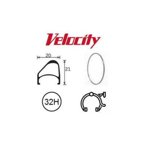 RIM 650c x 14mm - VELOCITY AEROHEAD OC - 32H - (571 x 14) - Presta Valve - Rim Brake - D/W - GREY (Anodised) - MSW - OCR - (ERD 598)