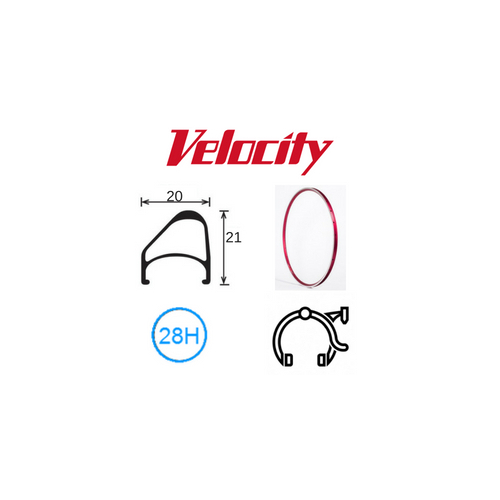 RIM 700c x 14mm - VELOCITY AEROHEAD OC - 28H - (622 x 14) - Presta Valve - Rim Brake - D/W - RED (Powder Coated) - MSW - OCR