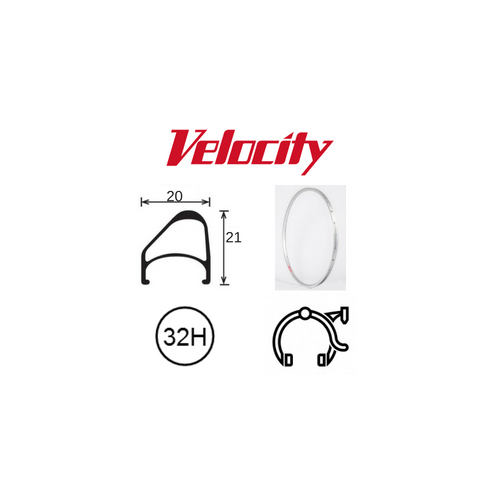 RIM 700c x 14mm - VELOCITY AEROHEAD OC - 32H - (622 x 14) - Presta Valve - Rim Brake - D/W - SILVER (Anodised) - MSW - OCR