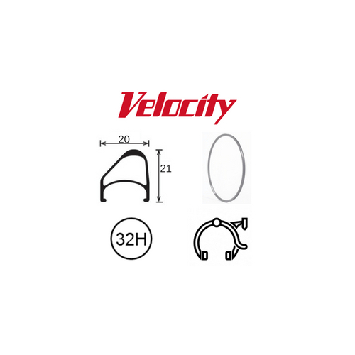 RIM 700c x 14mm - VELOCITY AEROHEAD OC - 32H - (622 x 14) - Presta Valve - Rim Brake - D/W - GREY (Anodised) - MSW - OCR