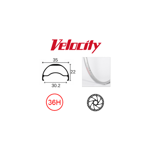 RIM 29er x 30mm - VELOCITY BLUNT 35 - 36H - (662 x 30) - Presta Valve - Disc Brake - D/W - SILVER - Tubeless Ready - (ERD 597)