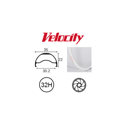 RIM 29er x 30mm - VELOCITY BLUNT 35 - 32H - (662 x 30) - Presta Valve - Disc Brake - D/W - WHITE - Tubeless Ready - (ERD 597)